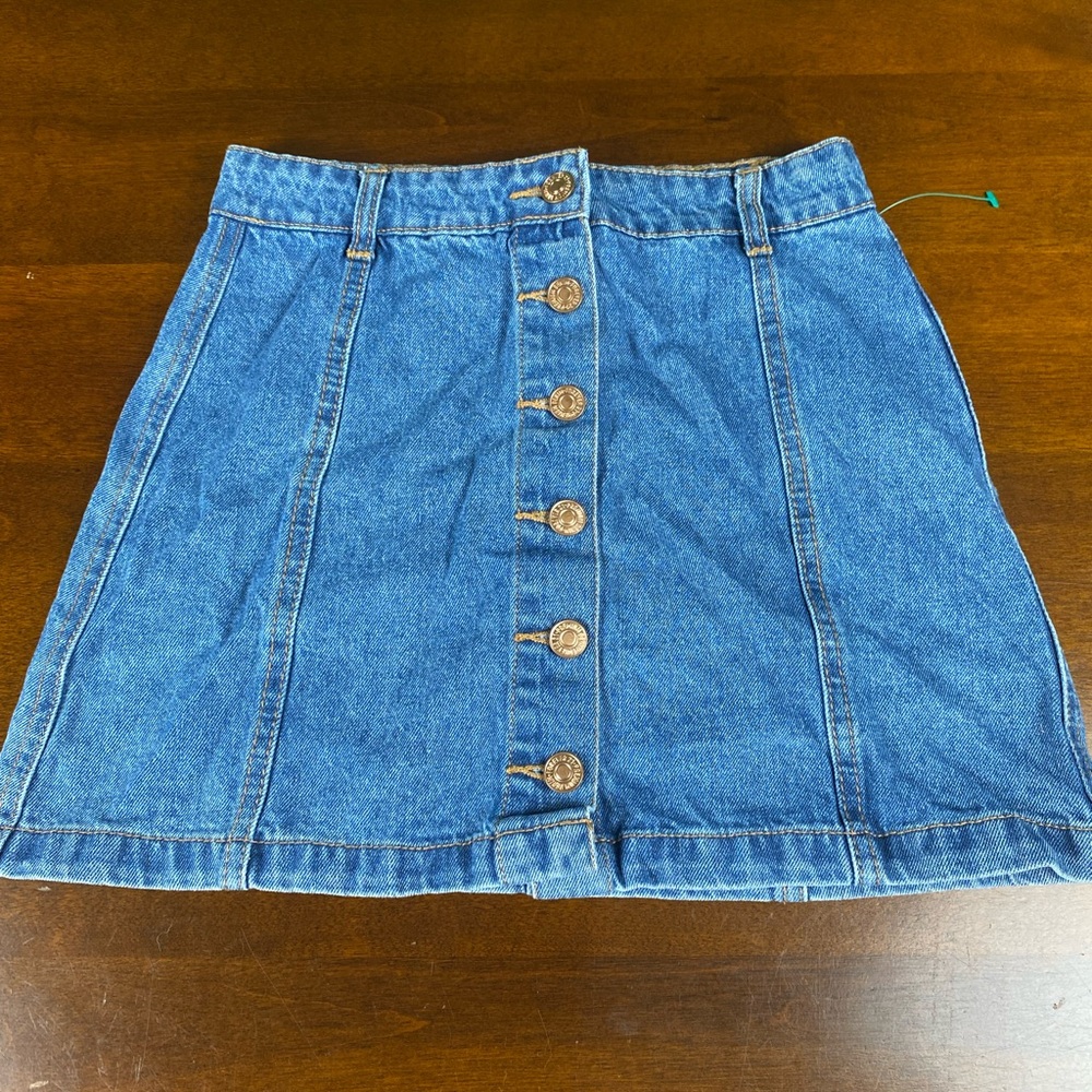 Denim Button-Front Skirt